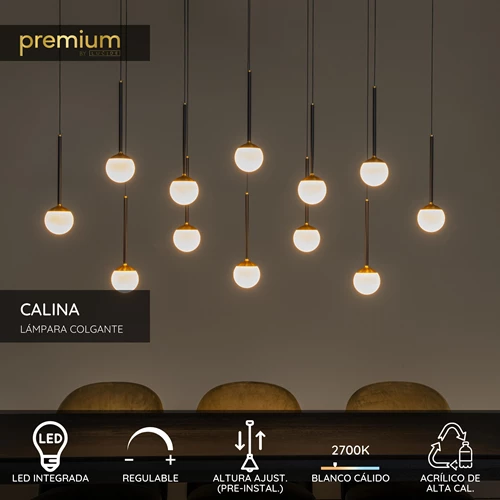 Lucide CALINA - Lámpara colgante - LED Regul. - 12x7,7W 2700K - Negro | Premium - USP